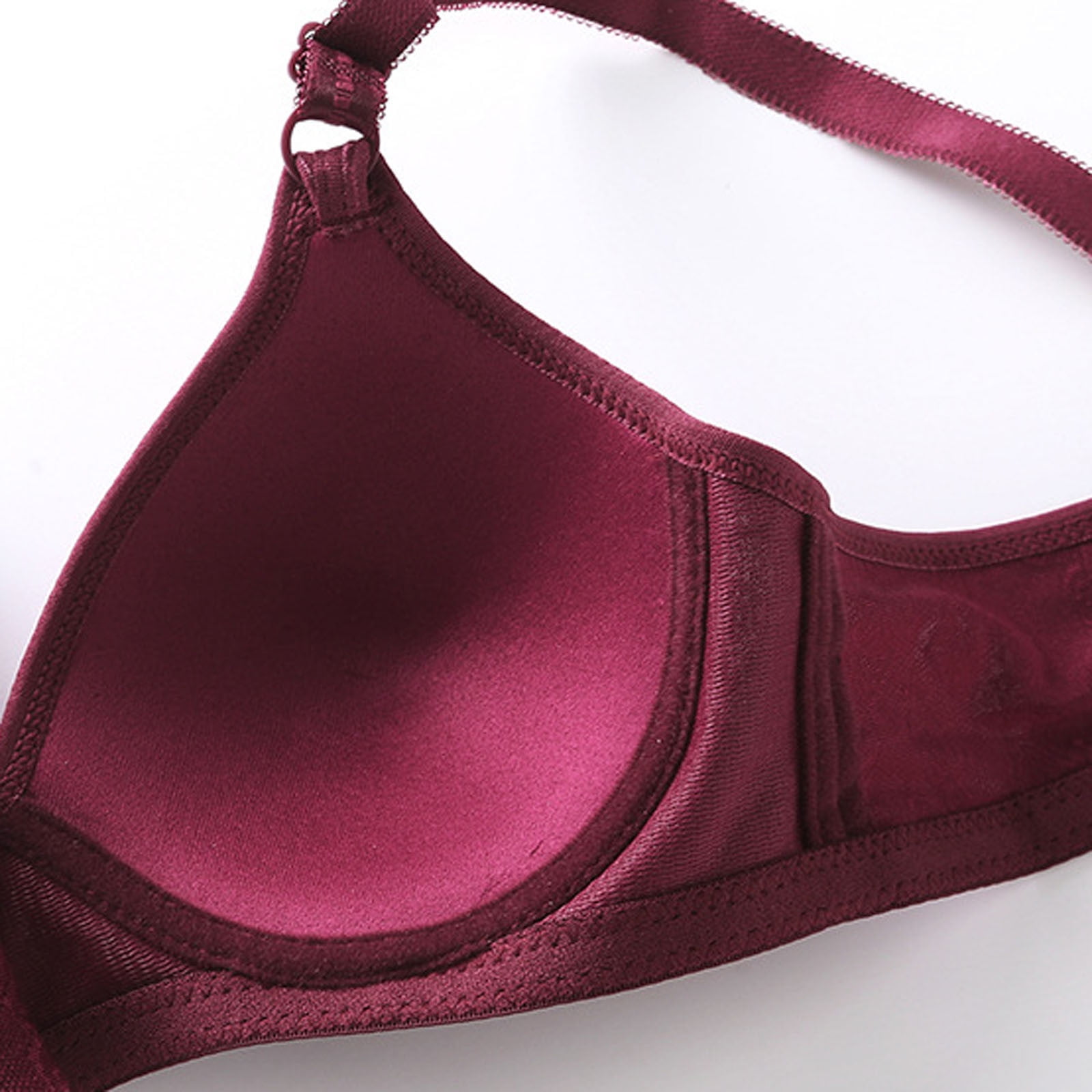 LFEOOST Wireless Bras for Women Fashion Plus Size Wire Free Comfortable Push Up Hollow Out Bra Underwear Wine L