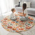thumbnail image 3 of Fall Pumpkins and Leaves Pattern Round Blanket,Comfortable Soft Flannel Throw Blanket,All Season,Warm Lightweight Blankets for Sofa Bed Couch Living Room Chair 60"x60", 3 of 5