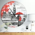 thumbnail image 2 of Designart 'Couples Walking in London ' Modern wall clock, 2 of 3