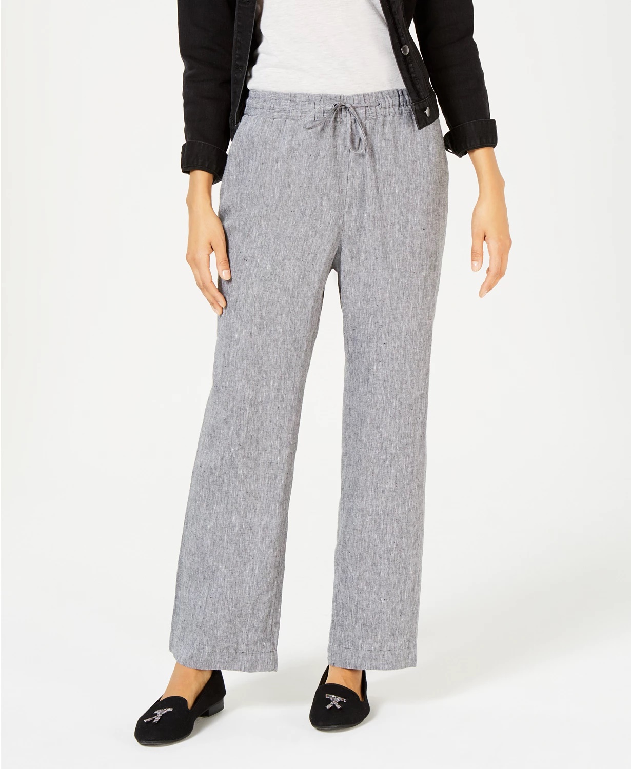 Linen Drawstring-Waist Pants 