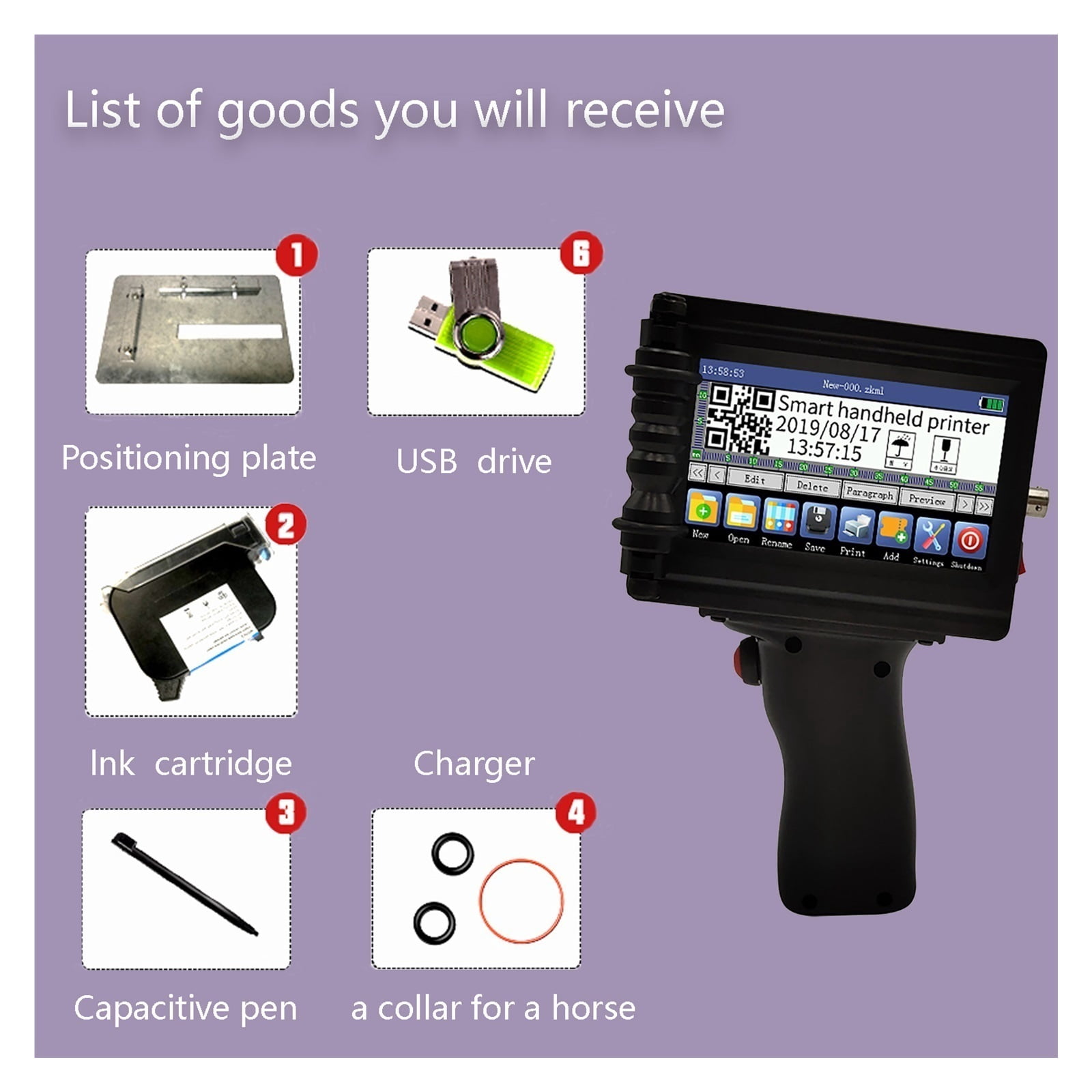 Printer Jet, Smart Touch Inkjet Printer, 2-12MM Font Height Handheld Printer, For Batch Number/serial Number/label/barcode, Quick Dry
--------
,Fast Printing