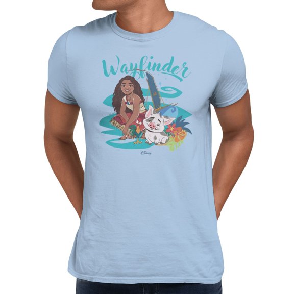 Disney Moana Wayfinder In Waves Men's T Shirt (Light Blue, S-XXXL)