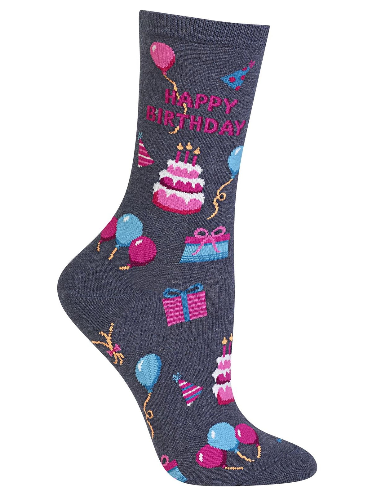 Hot Sox Hot Sox Womens Happy Birthday Sock, Women's Shoe Size 410.5