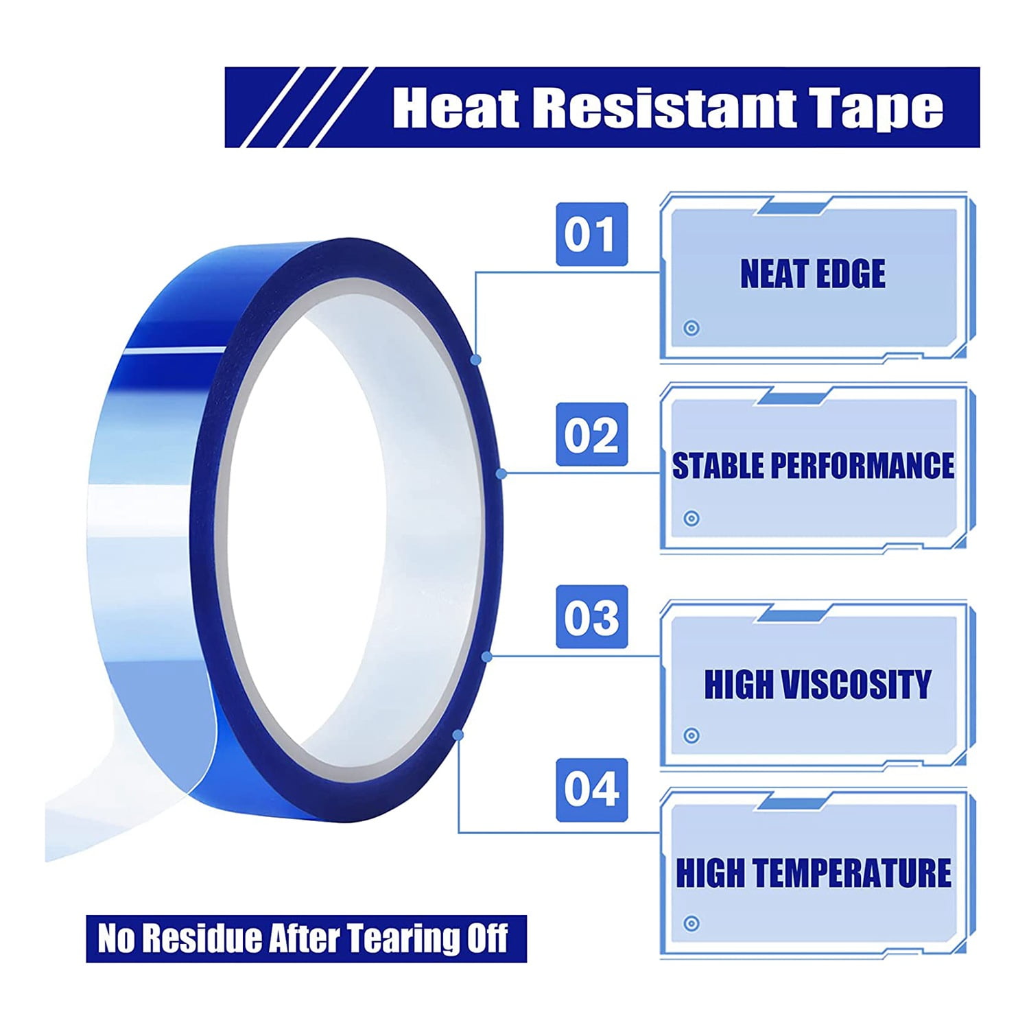 Mugsie 6 Pack 0.8 inch 20mm x 33M 108ft Heat Tape Heat Resistant Tape