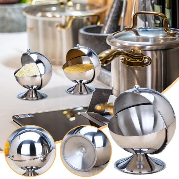 Stainless Steel Multipurpose Sugar Bowl With Roll Top For Home Kitchen