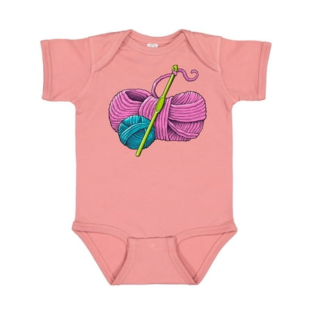 

Inktastic Blue and Pink Yarn with Crochet Hook Gift Baby Boy or Baby Girl Bodysuit