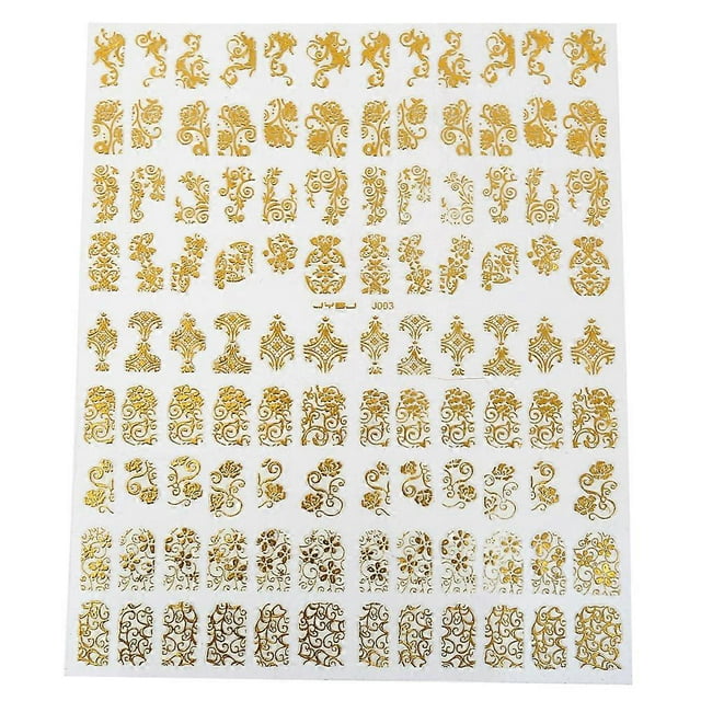 108 Pcs 3D Hollow Nail Art Stickers (Gold)