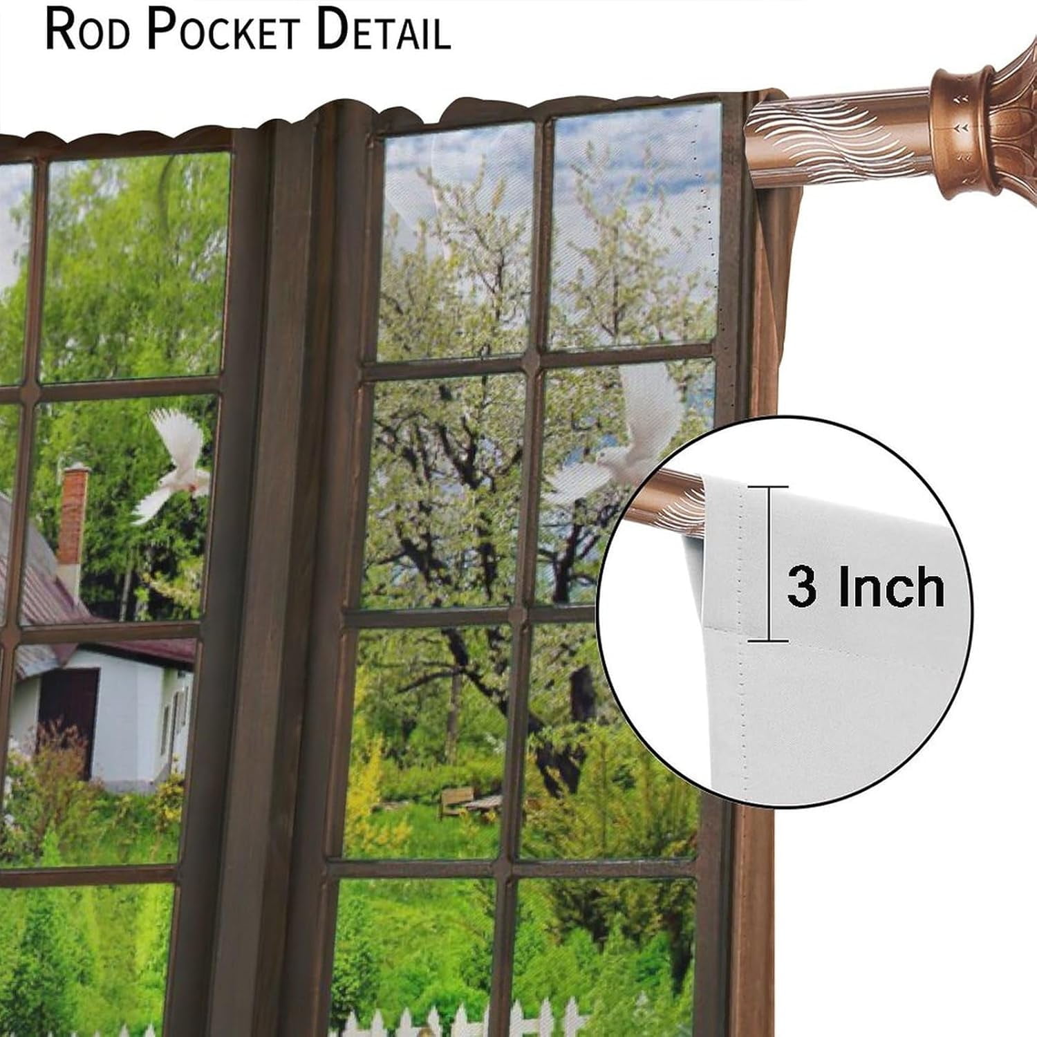 Landscape Curtains, Windows in Farmhouse Hut Wildlife Woods Creek Nature Landscape, Blackout Noise Reduction Curtains for Bedroom Living Room, 2 Panel Set,84X84 Inch, Style-5