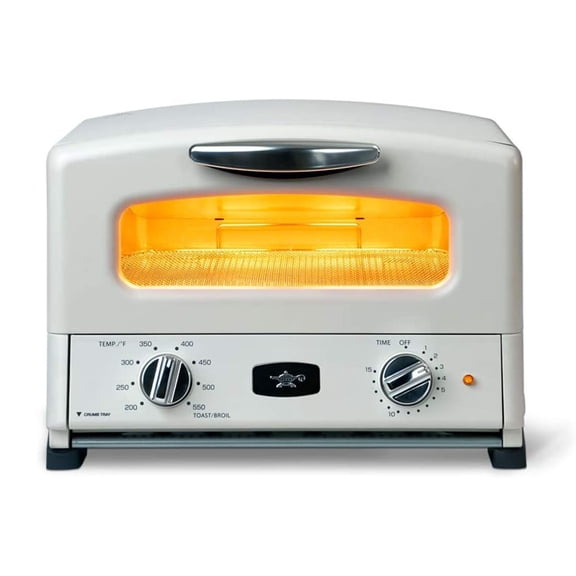 Sengoku SET-G16A(W) HeatMate Graphite Compact Countertop Toaster Oven with 4 Non-Stick Pans for Toasting and Baking, 120 Volt, Eggshell White