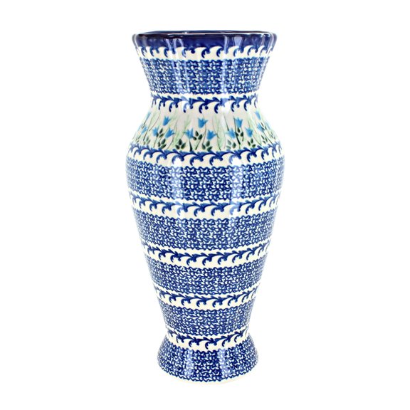 Blue Rose Polish Pottery Indoor Tabletop Misty Tall Vase