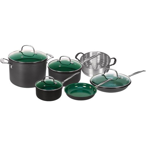 As Seen on TV OrGREENic 10-Piece Porcelain Ceramic Non-Stick Cookware Set