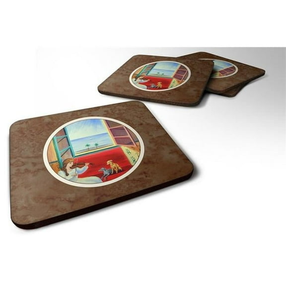 Italian Greyhounds & Violinist Foam Coaster, Set of 4
