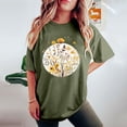 thumbnail image 4 of LEBONYARD Tshirts for Women Clearance under $5,Women's Fashion Summer Round Neck Drop Sleeves Leisure Short Sleeve Flower Printing Tops Army Green L, 4 of 6