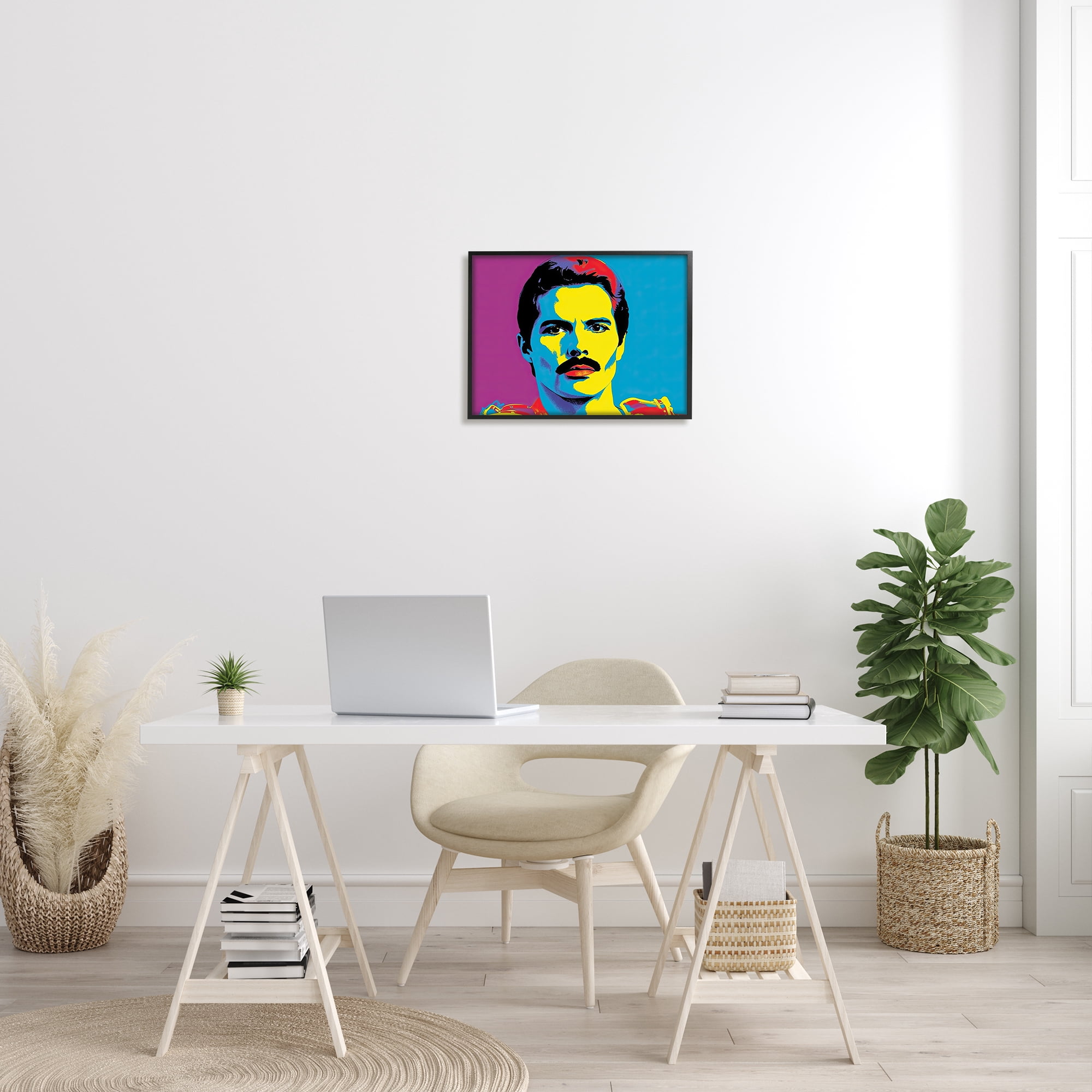 Stupell Industries Freddie Mercury Pop Style Abstract Painting Black Framed Art Print Wall Art, 20 x 16
