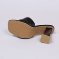 thumbnail image 6 of Gpaecead Women Ribbed Strap Chunky Heel Mules Square Toe Cushioned Footbed Plus Size Spring Summer Height Party Shoes,Black, 6 of 8