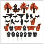 Haunted House Tombstone Tree Halloween Party Decoration Cupcake Picks - 30 Pcs