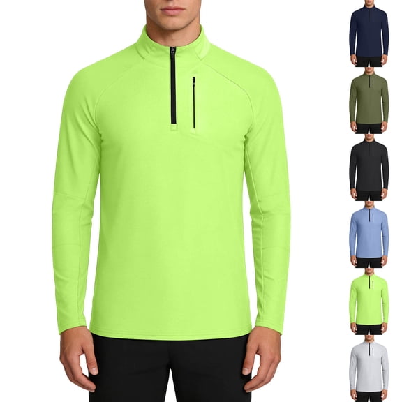 FNFYFH Big and Tall Long Sleeve Shirt for Men Quarter Zip Athletic Shirt Moisture Wicking Quick Dry Workout Running Shirts