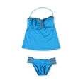 thumbnail image 2 of Lucky Brand Womens Stitched Ruffled 2 Piece Bandeau, Blue, Small, 2 of 2