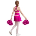 thumbnail image 2 of iiniim Girls Cheerleading Dance Dress with Pom Poms Schoolgirls Cheer Leader Uniform Outfit Party Size 6-16 Hot Pink 14, 2 of 7