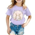 thumbnail image 3 of Easter Themed Casual Short Sleeve Printed Tee for Girls Comfortable Spring Holiday Top Size:6-7 Years, 3 of 4