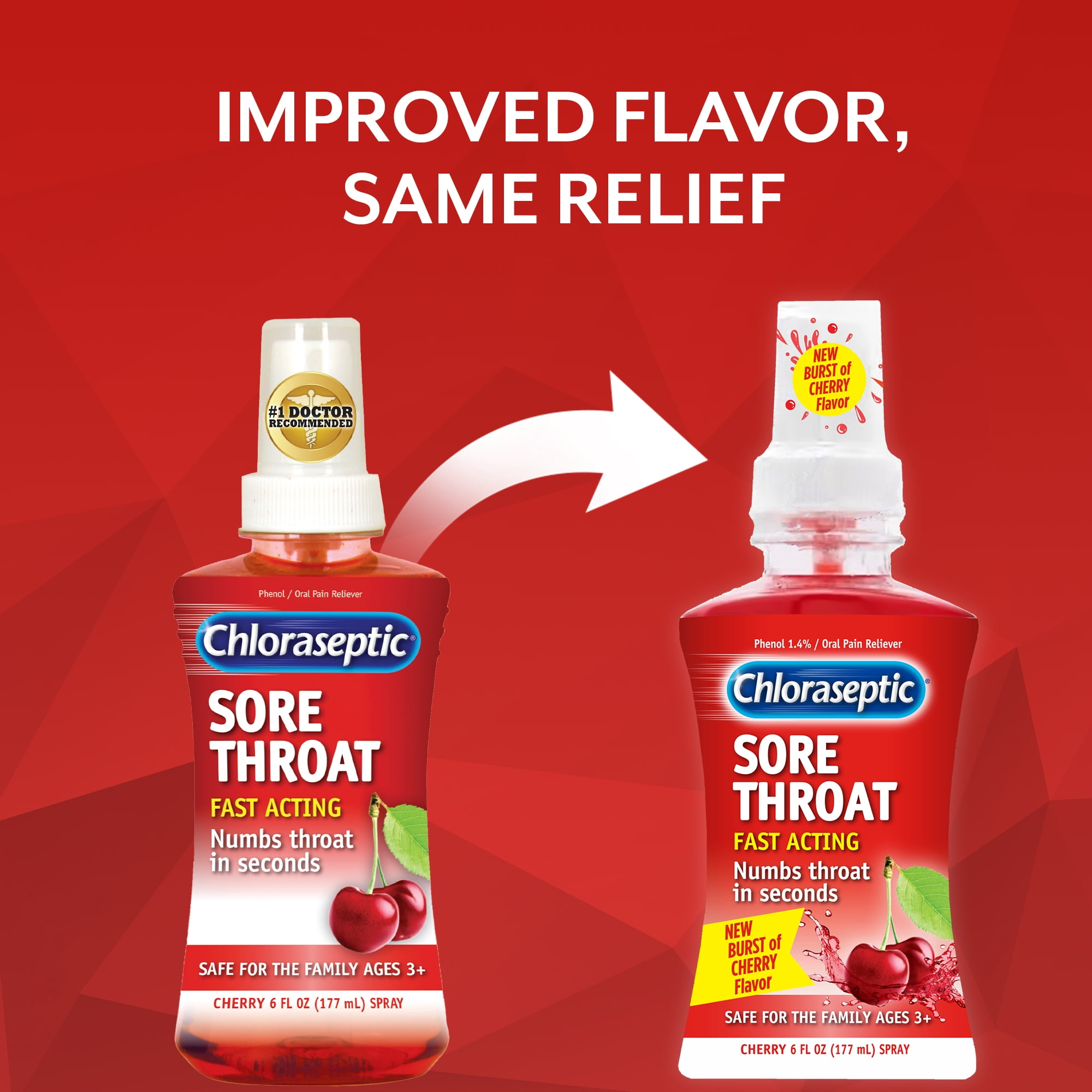 Chloraseptic Sore Throat Spray, Cherry Flavor Throat Remedy, 6 fl oz