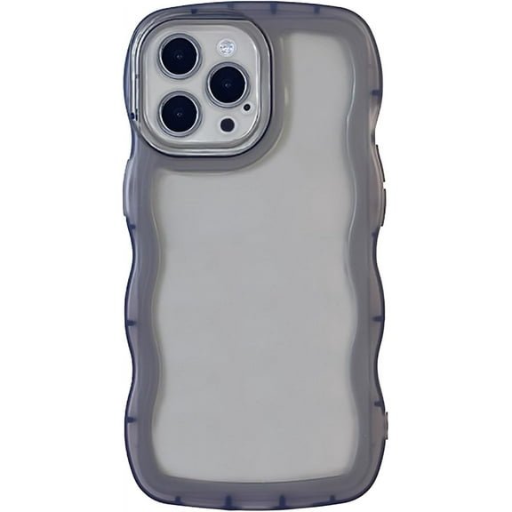 MYKOMI Compatible with iPhone 16 Pro Clear Case,Cute Solid Color Curly Wave Frame Transparent Soft Silicone Anti-Scratch Shockproof Protective Slim Case for Women Girls