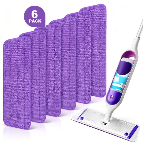 JEHONN 6 Pack Reusable Microfiber Mop Pads for PowerMop (Purple)