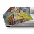 thumbnail image 3 of Psychedelic Soft Flannel Fleece Throw Blanket, Watercolor Style Mushrooms Dreamy Grungy Style Enchanted Forest Theme, Cozy Plush for Indoor and Outdoor Use, 60" x 80", Multicolor, by Ambesonne, 3 of 6