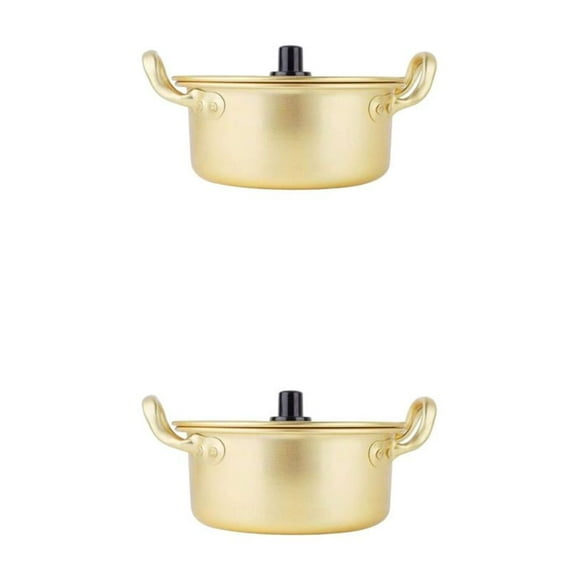 relayinert Sturdy Ramen Noodle Pot Non-stick And Multifunctional Sturdy And Durable Instant Noodle Pots gold 20cm 2Set
