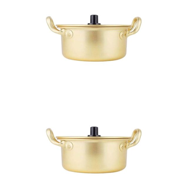 relayinert Sturdy Ramen Noodle Pot Non-stick And Multifunctional Sturdy And Durable Instant Noodle Pots gold 20cm 2Set