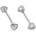 thumbnail image 3 of 14G Love Heart Cubic Zirconia Nipple Rings Bar 316L Stainless Steel Tongue Ring Barbell Piercing Body Jewelry, 3 of 3