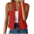 thumbnail image 1 of tarylea Hauts Décontractés pour Femmes Col Rabattu Vestes Blazer Sans Manches Couleur Unie Vestes de Costume Tendance Amples d'Été, 1 of 9