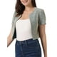 thumbnail image 4 of Cárdigan de Tweed INSPIRE CHIC para Mujeres, Abierto, de Manga Corta, Beige, XS, 4 of 6