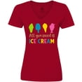 thumbnail image 3 of Inktastic All You Need is Ice Cream, Ice Cream Cone, Sundae Women's V-Neck T-Shirt, 3 of 5