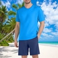 thumbnail image 2 of StSilkitty Mens 2 Piece Tracksuit Sets Solid Color Short Sleeve Crewneck T Shirts and Shorts Outfits Running Athletic Set, 2 of 6