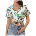 thumbnail image 1 of Blusa de manga corta con cuello en V y estampado informal para mujer a la moda OAVQHLG3B Store  lin121212, 1 of 4
