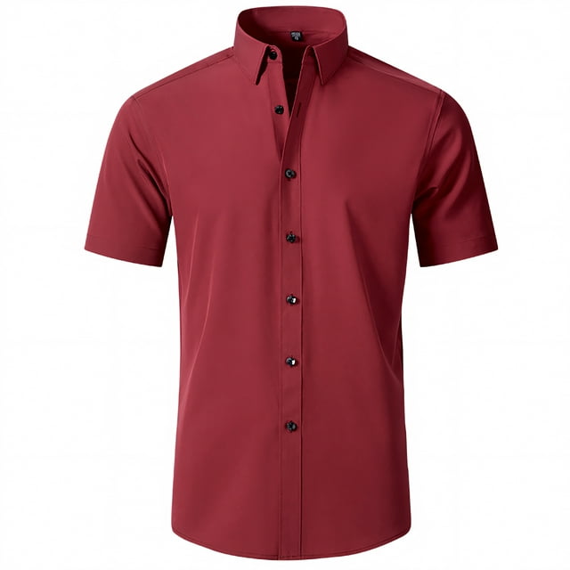 TOPTIE Mens Formal Business Short Sleeves Wrinkle-Resistant Dress Shirts