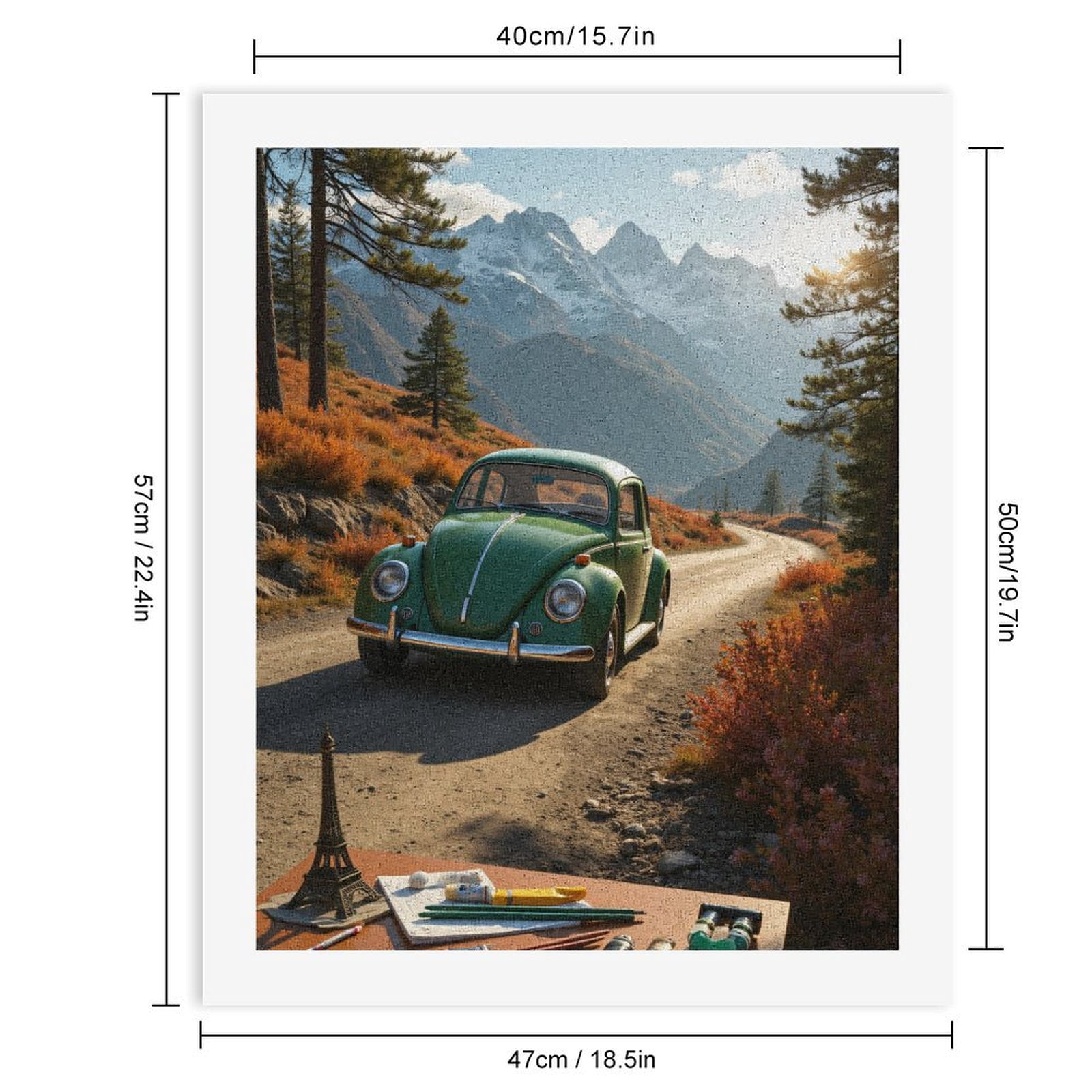 Paint by Numbers Kit for Adults, Vintage Green Car Mountain Road Paint by Numbers, Easy Paint by Numbers Kit for Adults Beginner, DIY Adult Paint by Number Kits on Canvas, Home Decor