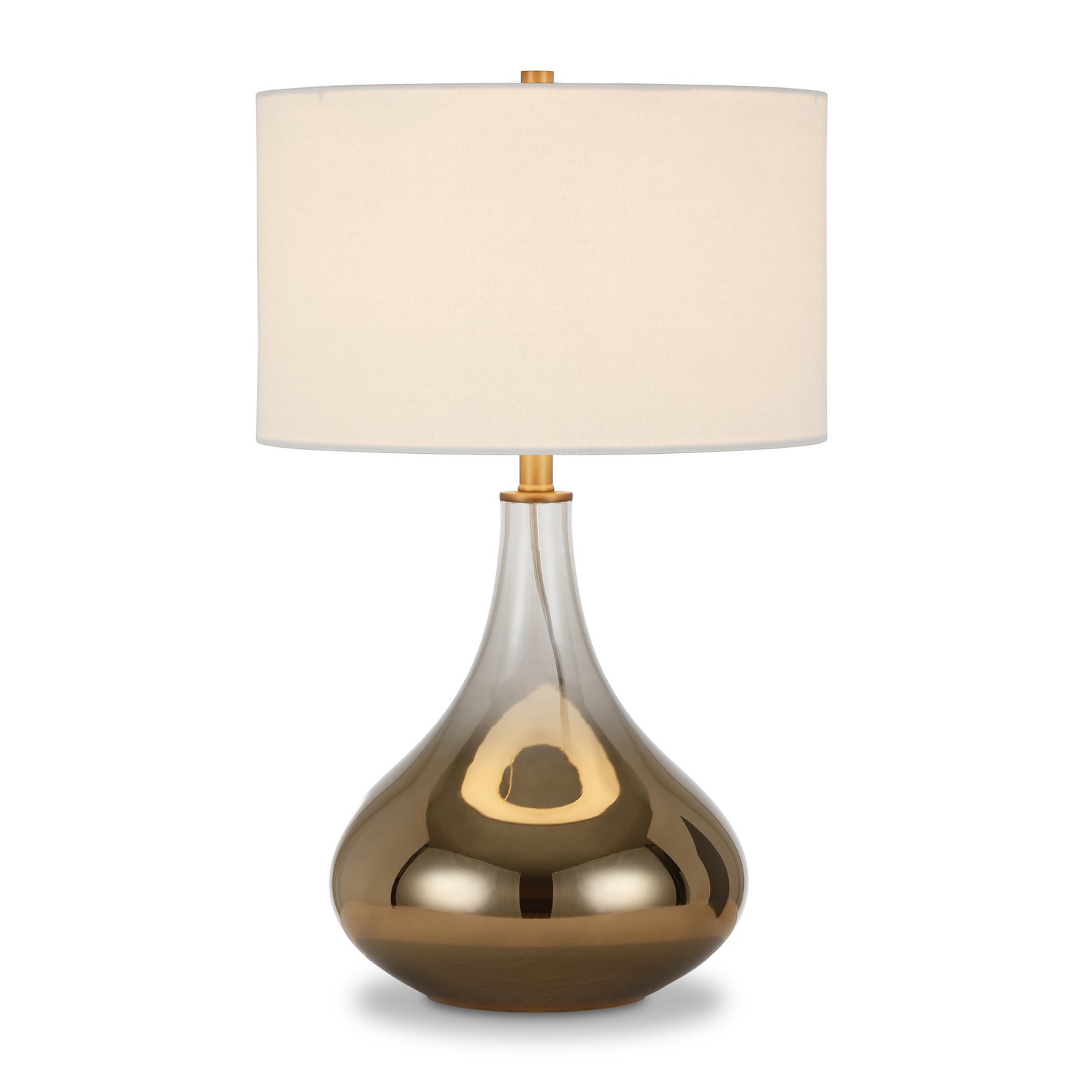 Evelyn&Zoe 25" Traditional Glass Table Lamp with White Drum Linen Shade