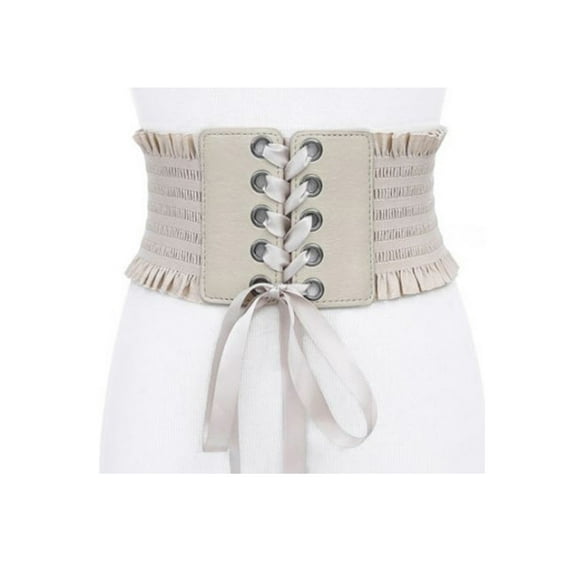 Women 's Elastic Costume Waist Belt Solid Color High Waist Slim Abdominal Belts Lace-up Tied Wide Corset Belts