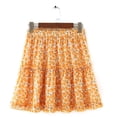 thumbnail image 6 of Mrat Women's Floral Print High Waist with Drawstring Ruffle FlaRed-A Boho a Line Mini Skirt S-39 Yellow L, 6 of 9