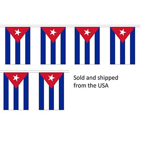 10' Cuba String Flag Party Bunting Has 10 Cuban 6"x9" Polyester Banner Flags Attached, Popular For School Classroom, Bars, Restaurants, World Cup Theme Parties