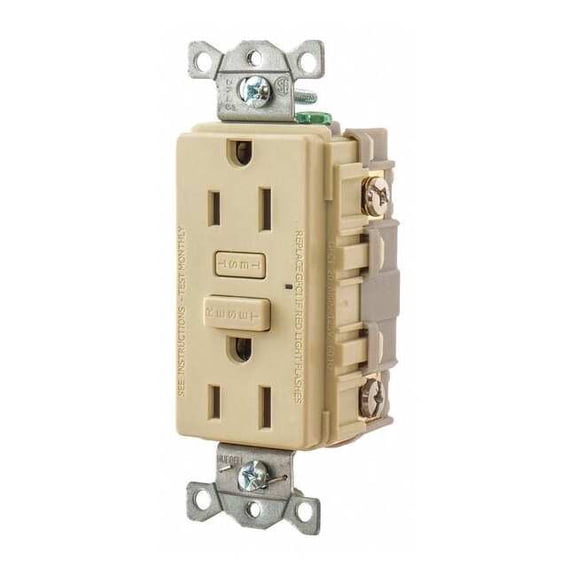 Bryant GFCI Receptacle, Self-Testing, 2 Poles GF15I