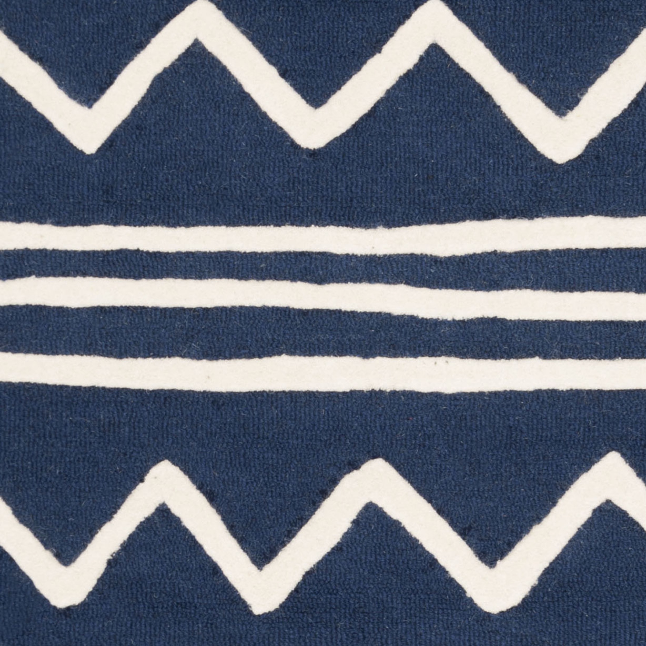 Safavieh  Handmade Kids Samra Wool Rug Navy/Ivory 5'  x  5' 5' Square Indoor,Handmade Kids Room,Living Room,Bedroom Ivory Square