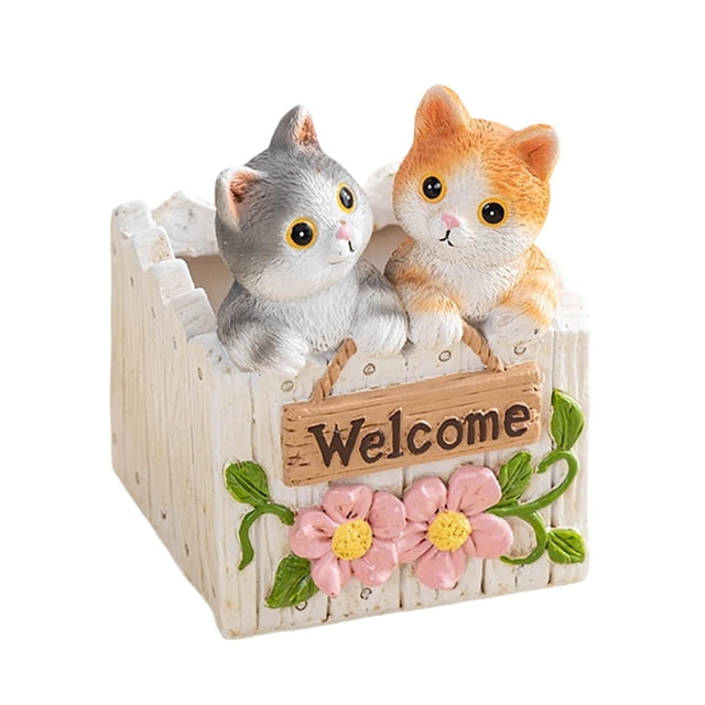 Maceta Gato Florero de Resina Maceta Decoración Animal Macetero Coleccionable Artesanía para Plantas Suculentas Flores Adecuado para Oficinas
