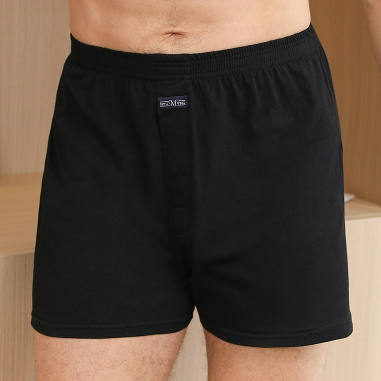 100% Knit Cotton Boxer Shorts  Biagio Mens Solid Black Boxers