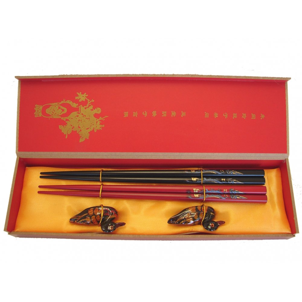 Chinese Chopstick Gift Set w/ Dragon Images