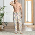 thumbnail image 5 of Mens Pajama Pants - Soft Sleep & Lounge Pants for Men, Sticker Style Cute Rabbit Cat Cuteness Casual PJ Bottoms Pants with Pockets, 5 of 5