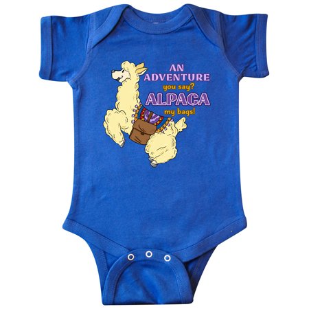 

Inktastic Cute Jumping Alpaca-An Adeventure You Say ALPACA my bags! Gift Baby Boy or Baby Girl Bodysuit