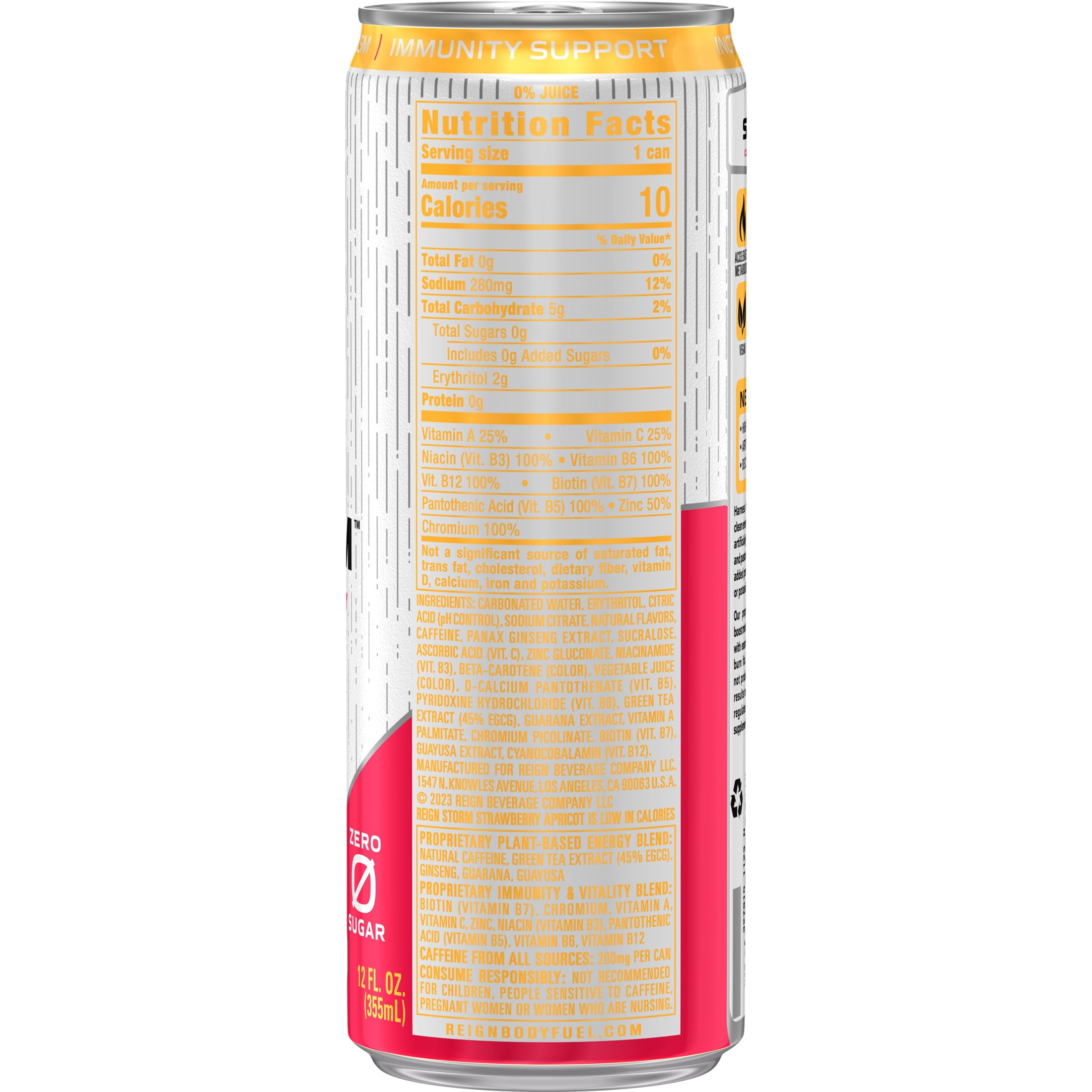 (5 pack) Energy Drink, Strawberry Apricot Flavor, 12 oz Can